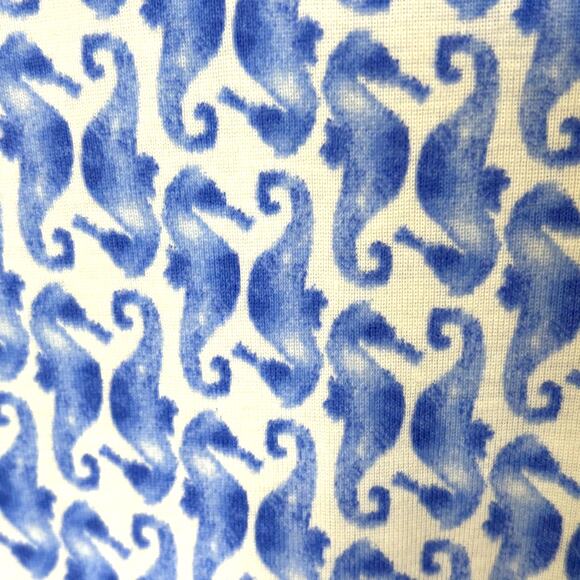 Chico's Wms 1/M Blue Seahorse Print Pima Cotton Tunic Top Lightweight Coastal - Picture 5 of 6